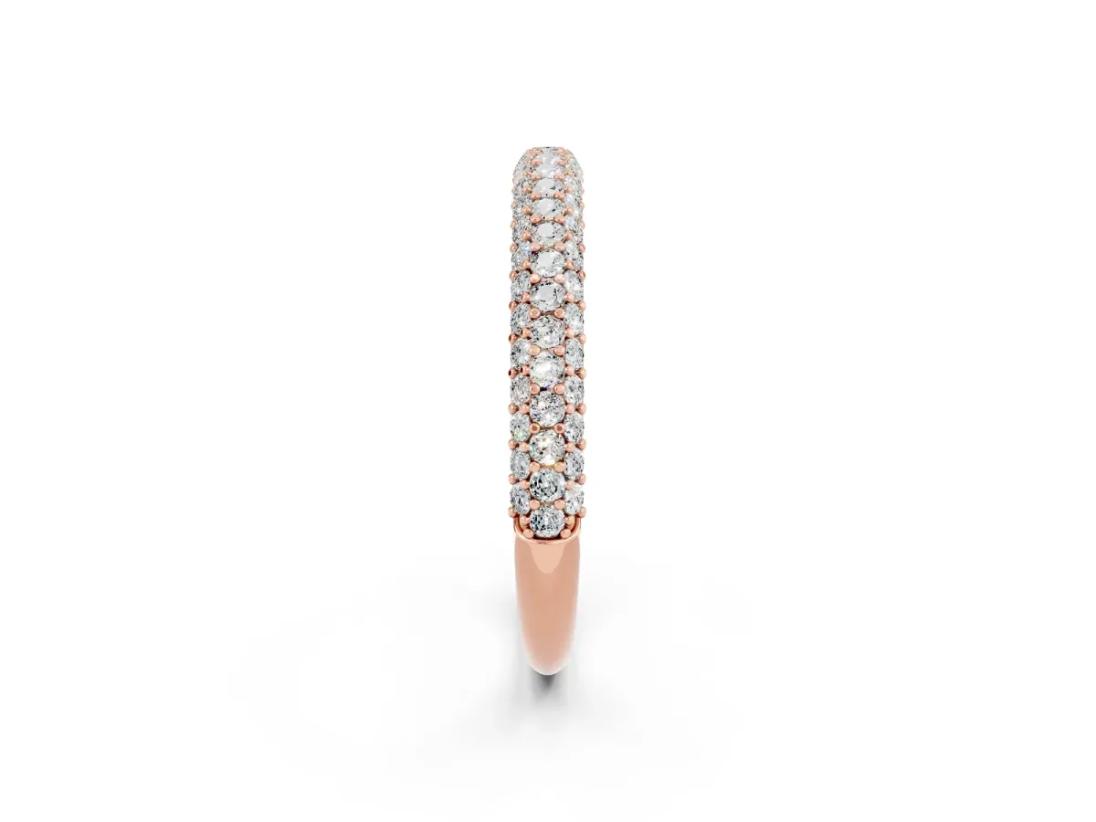 Round Moissanite Pavé Eternity Band with Shared Prong Setting Rose gold