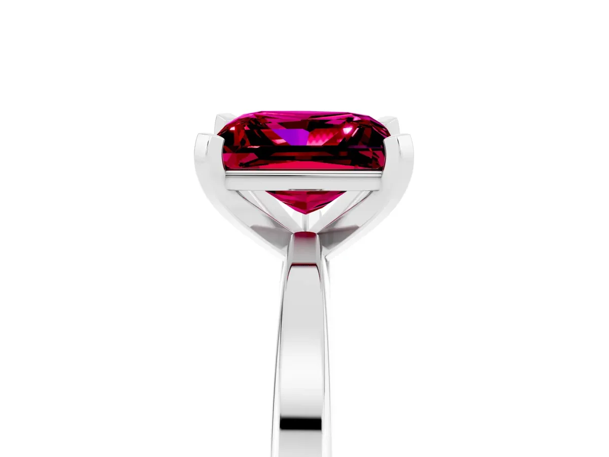 Princess Cut Garnet Solitaire Engagement Ring with Classic Band and Four-Prong Setting Silver