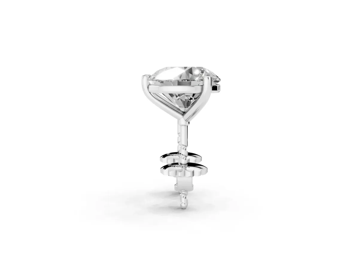 Round Brilliant Diamond Martini Stud Earrings Silver