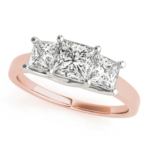 Three-Stone Oval Cut Cut Solitaire Ring with Classic Prong Setting Rose gold