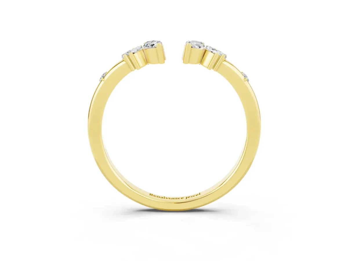Open Marquise Cluster Moissanite Band with Prong Setting Yellow gold