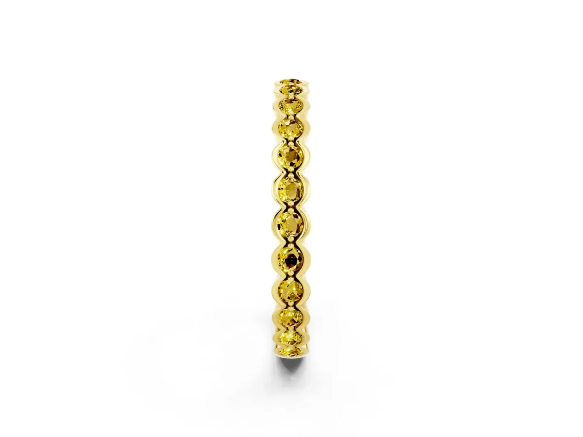 Round Yellow Sapphire Bezel Set Eternity Band Yellow gold