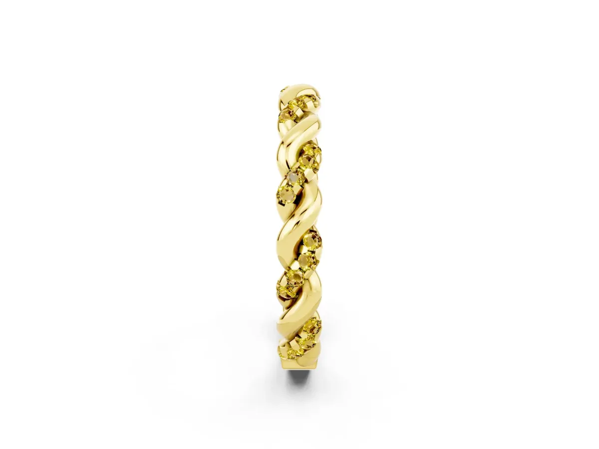 Twisted Pavé Round Yellow Sapphire Eternity Band Yellow gold