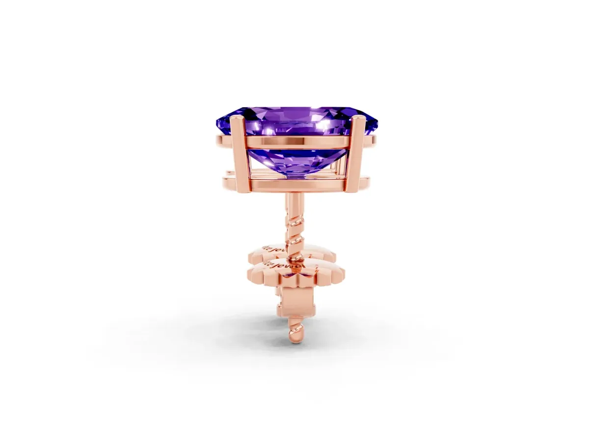 Oval Cut Tanzanite Stud Earrings Rose gold