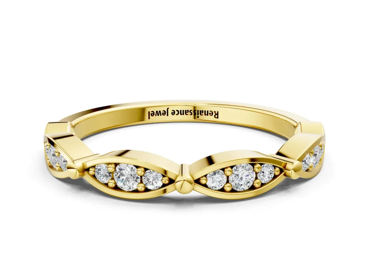 Marquise Diamond Pavé Eternity Band with Bezel Setting Yellow gold