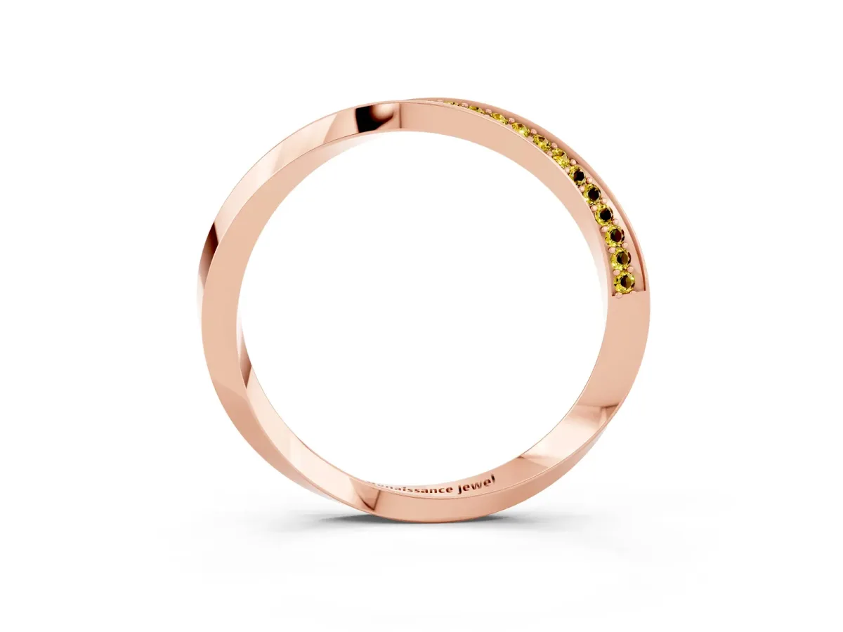 Pavé Round Yellow Sapphire Twist Band Rose gold