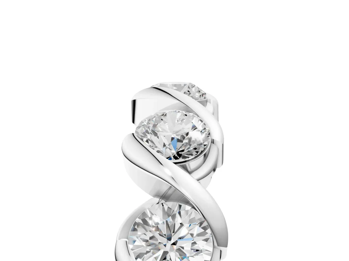 Round Diamond Eternity Band with Twist Prong Setting Silver
