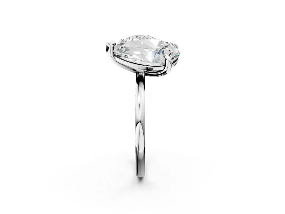 Round Cut and pear toi moi ring White gold