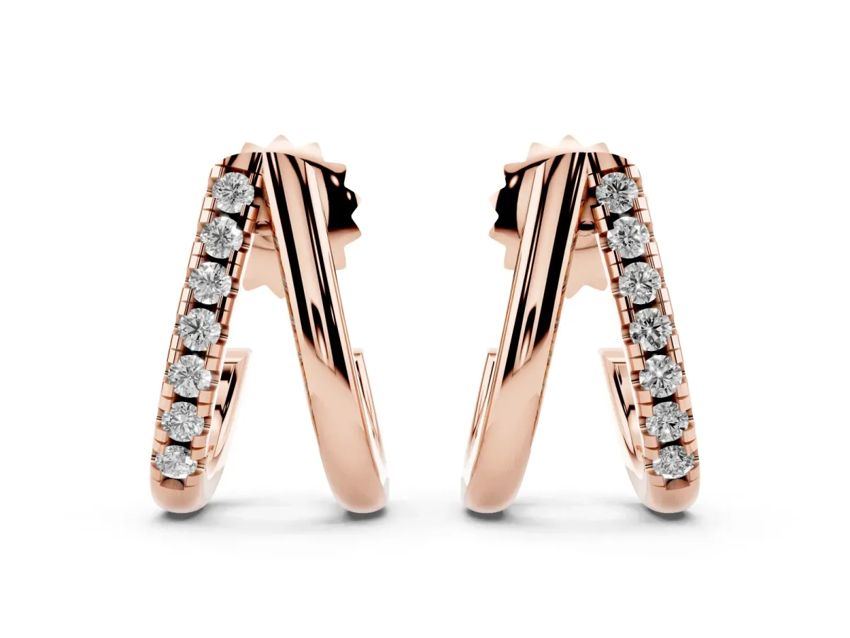 Round Diamond Zuri Huggie Hoop Earrings Rose gold