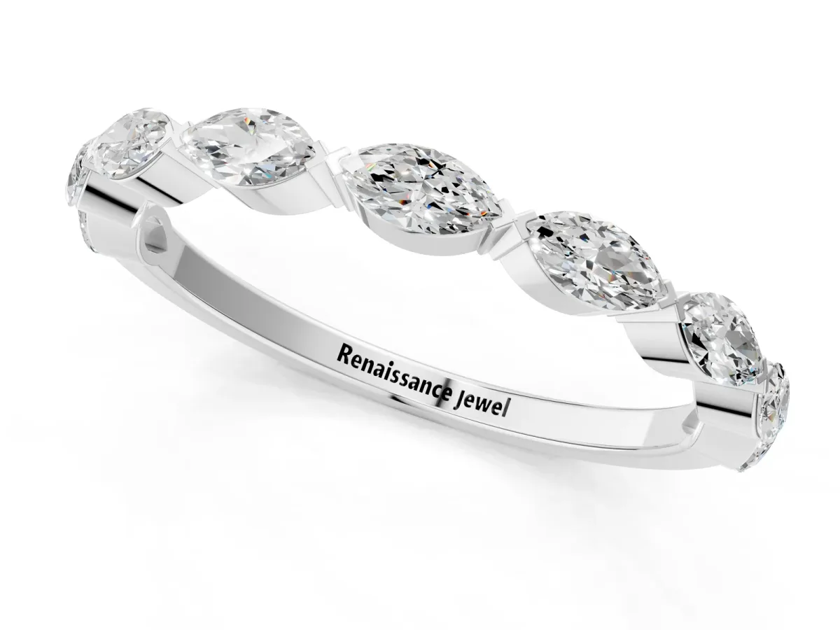Marquise Diamond Eternity Band with Bezel Setting Silver