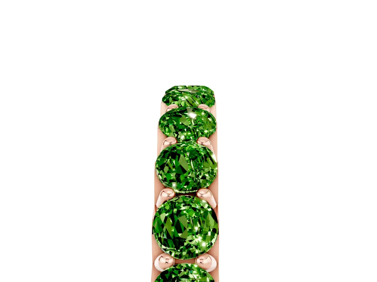 Round Peridot Half Eternity Band with Classic Prong Setting Rose gold