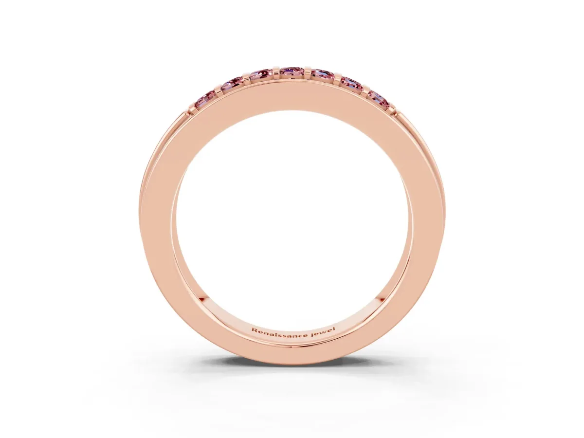 Bar-Set Princess Cut Morganite Pavé Band Rose gold