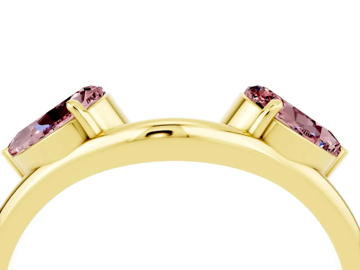 Two-Stone Pear Morganite Bypass Ring with Prong Setting Yellow gold
