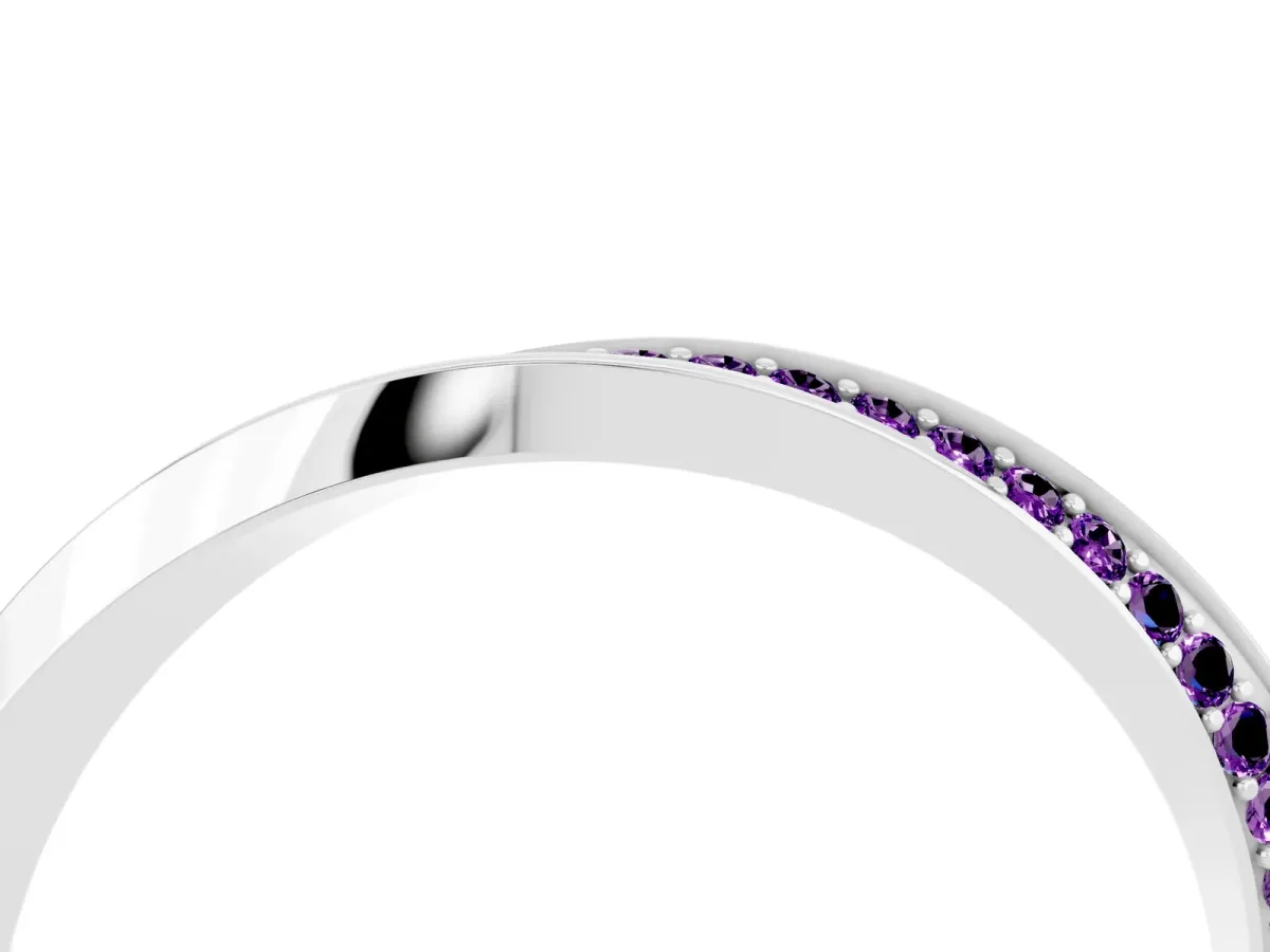 Pavé Round Amethyst Twist Band White gold