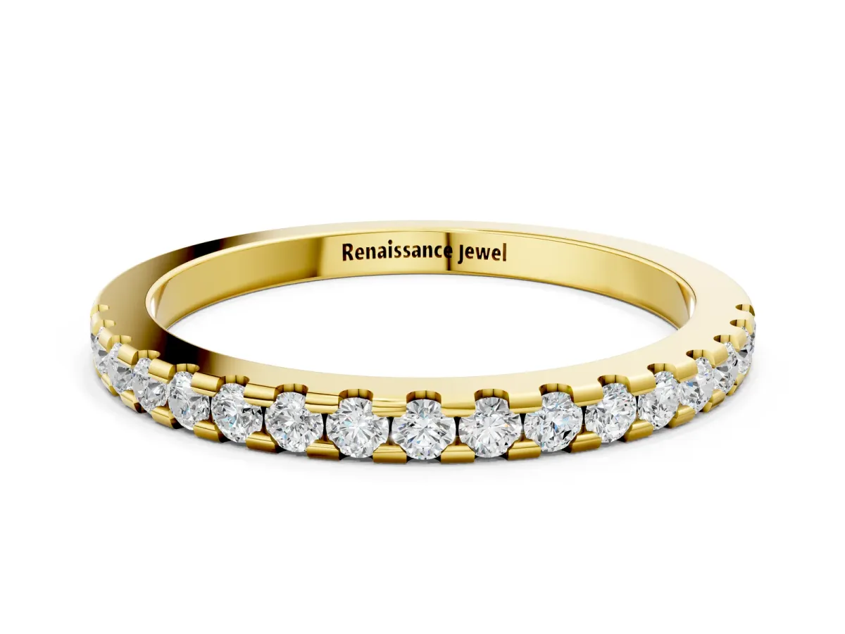 Round Diamond Pavé Set Eternity Band with Micro Prong Setting Yellow gold