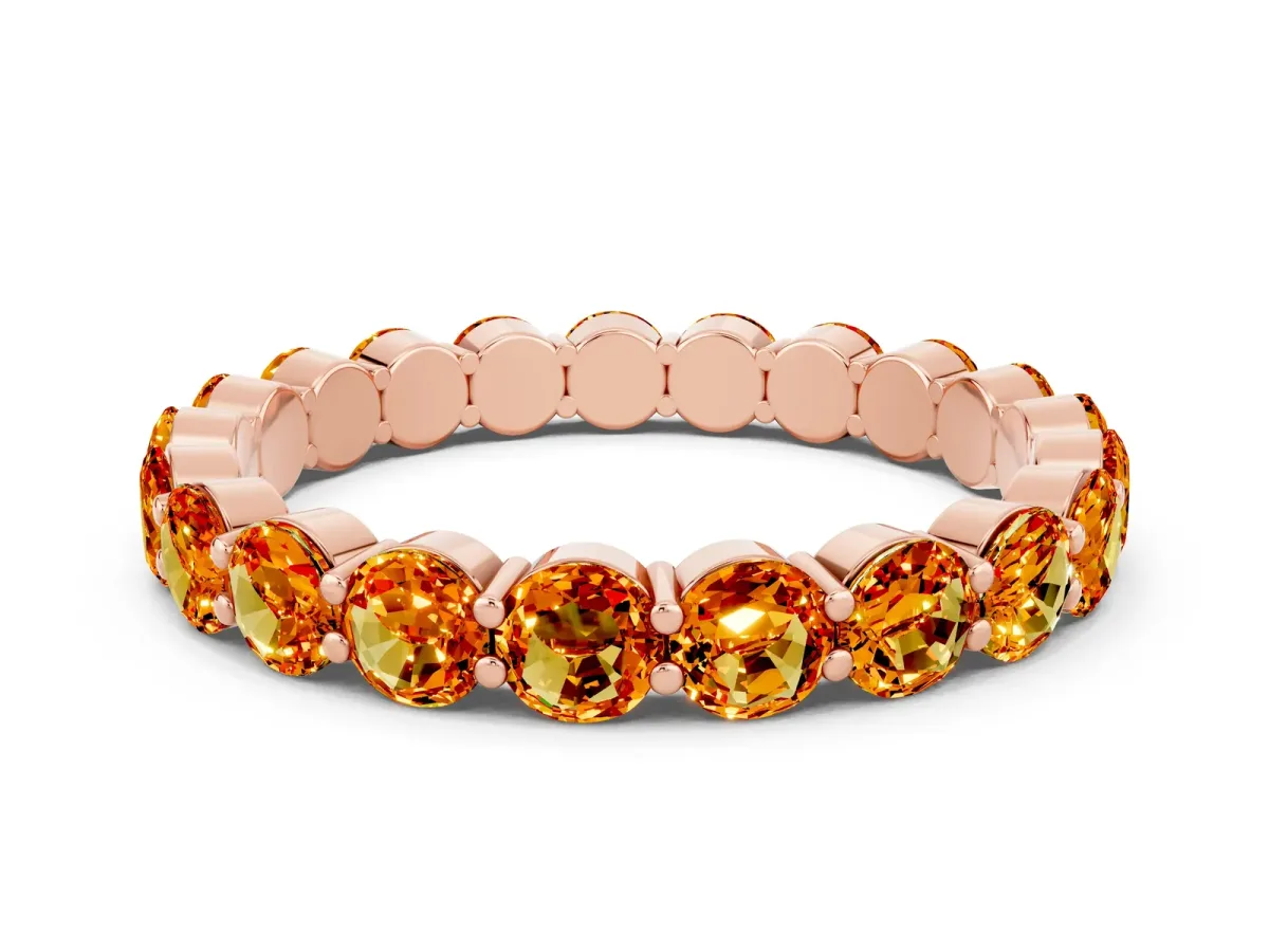 Round Citrine Eternity Band with U-Prong Setting Rose gold