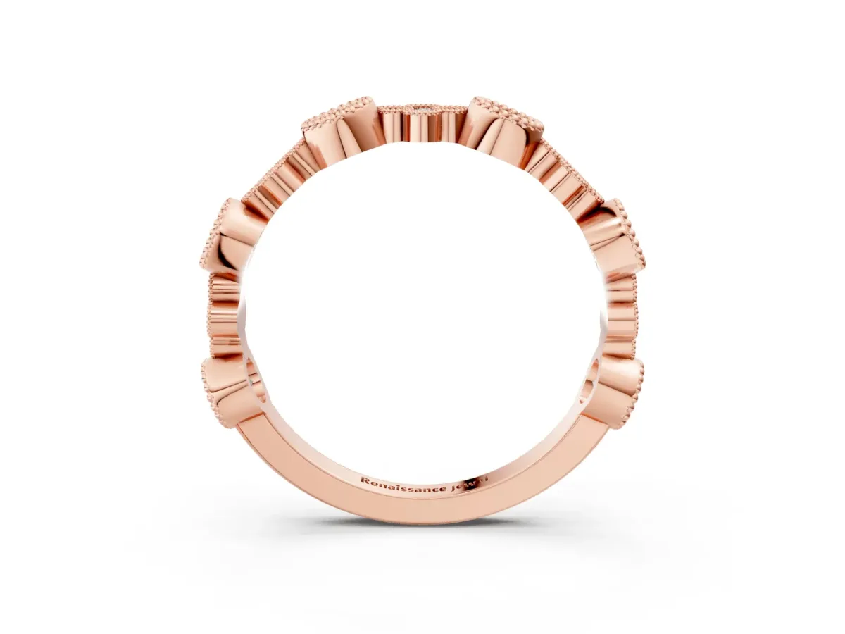 Milgrain Bezel Set Round Diamond Cluster Eternity Band Rose gold