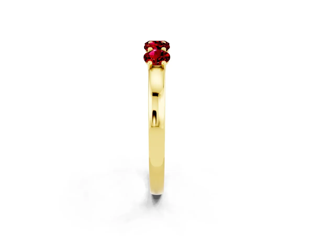 Four-Stone Round Ruby Prong-Set Band Yellow gold