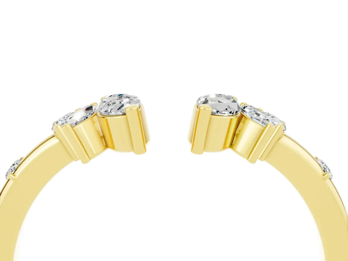 Open Marquise Cluster Moissanite Band with Prong Setting Yellow gold