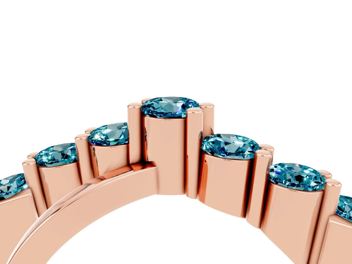 Round Blue Topaz Prong-Set Crossover Band Rose gold