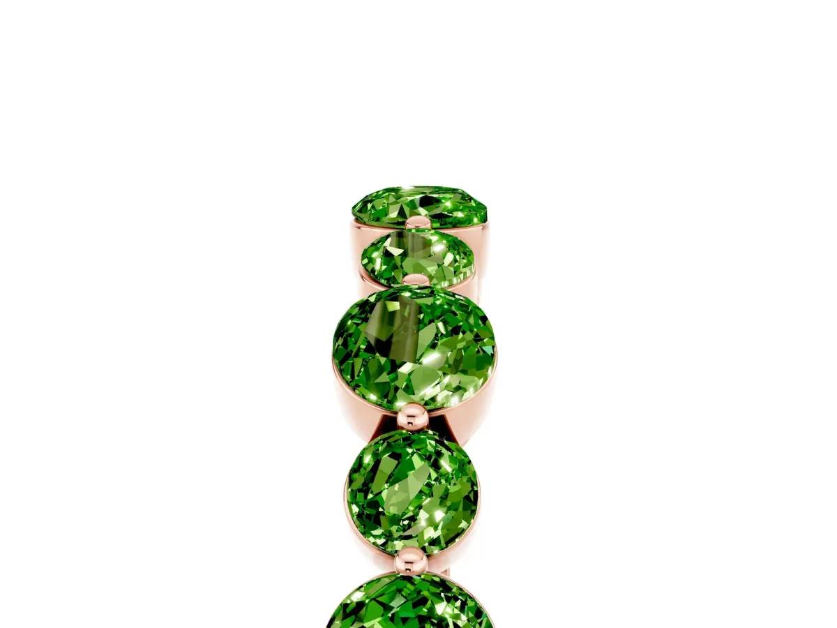 Round Peridot Scalloped Prong Set Eternity Band Rose gold