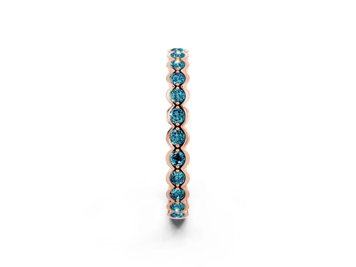 Round Blue Topaz Bezel Set Eternity Band Rose gold