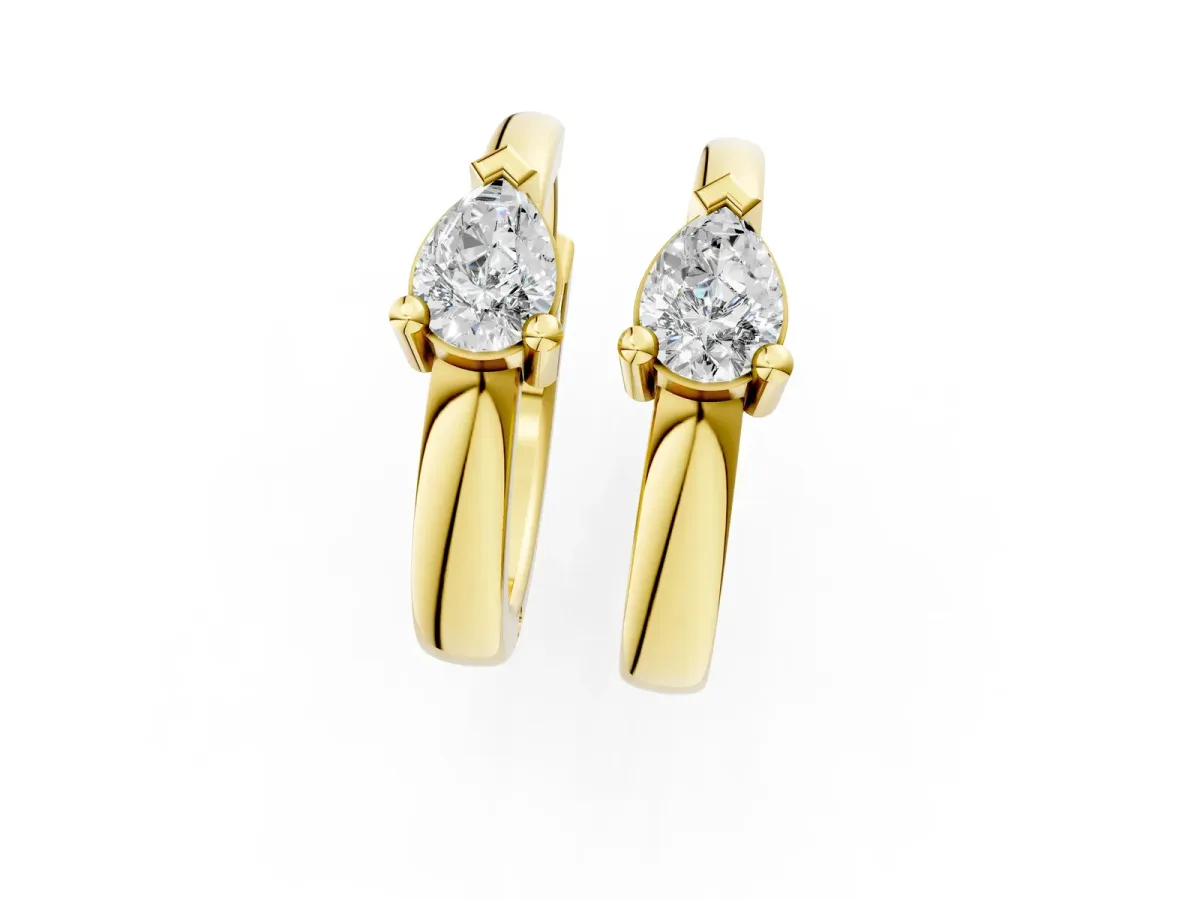 Pear Diamond Mini Huggie Hoop Earrings Yellow gold
