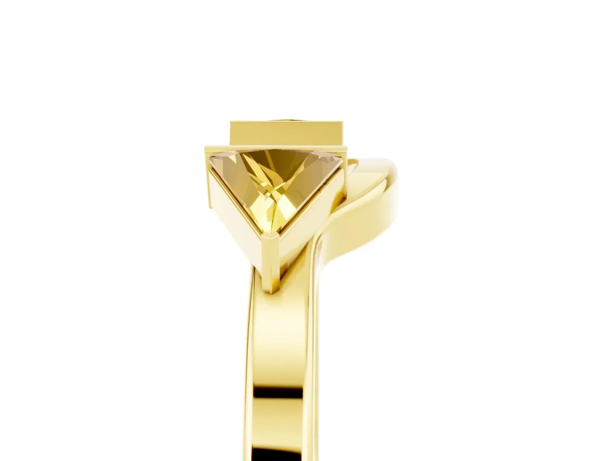 Trillion Yellow Sapphire Open Band Ring with Bezel Setting Yellow gold