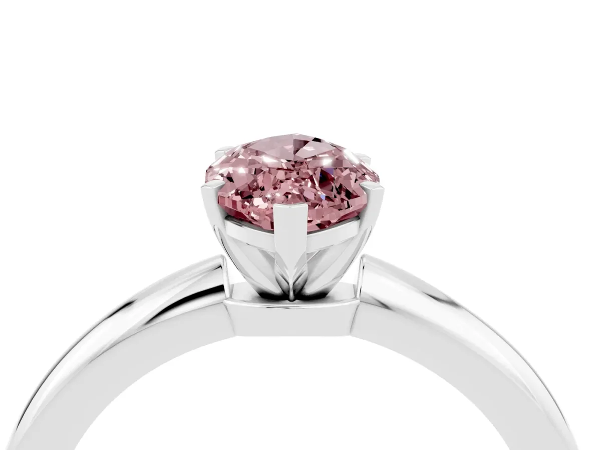 Marquise Cut Morganite Solitaire Ring with Six-Prong Setting and Classic Band Silver