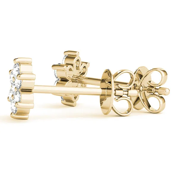 Cluster Round Diamond Stud Earrings Yellow gold