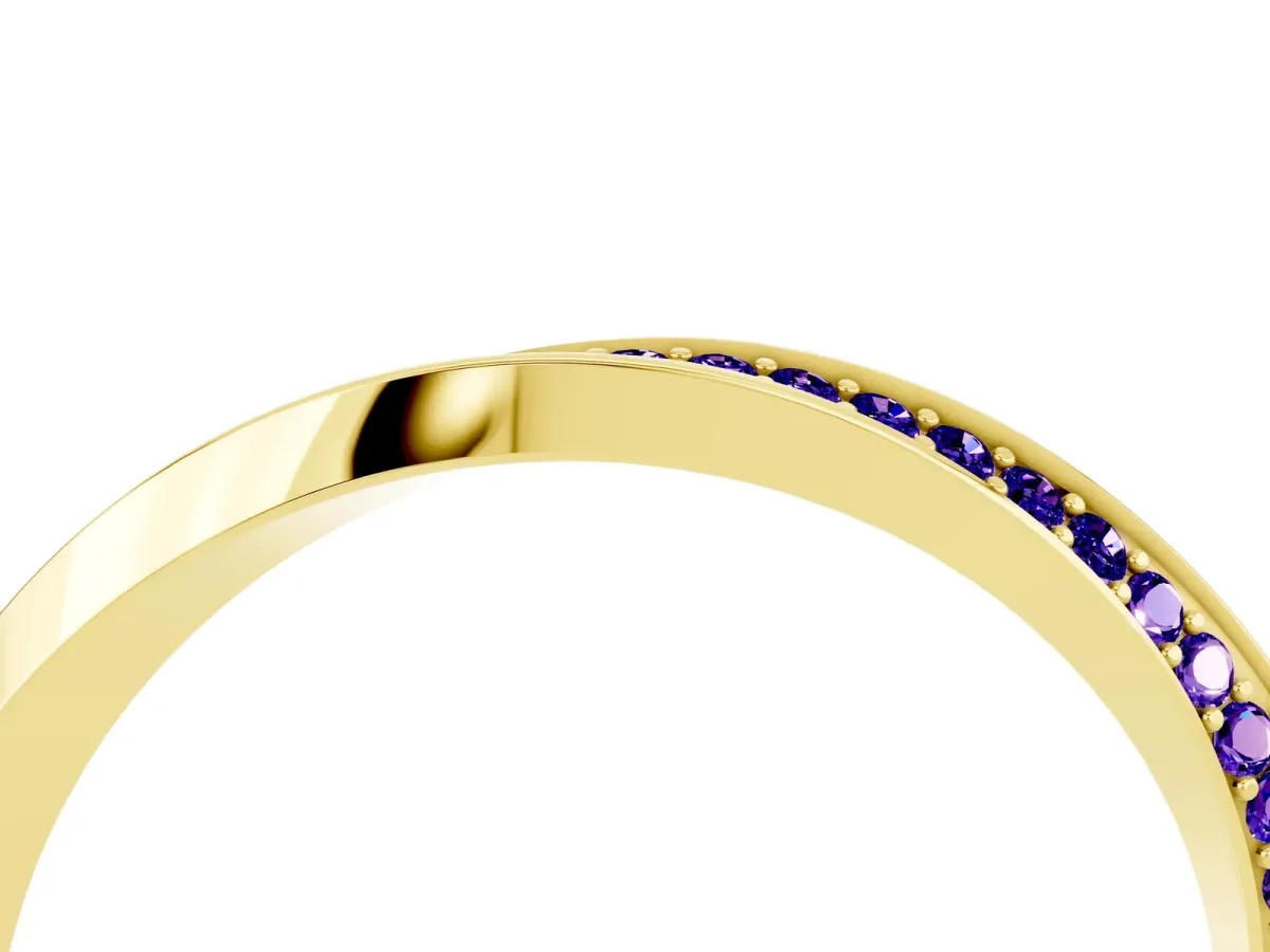 Pavé Round Tanzanite Twist Band Yellow gold