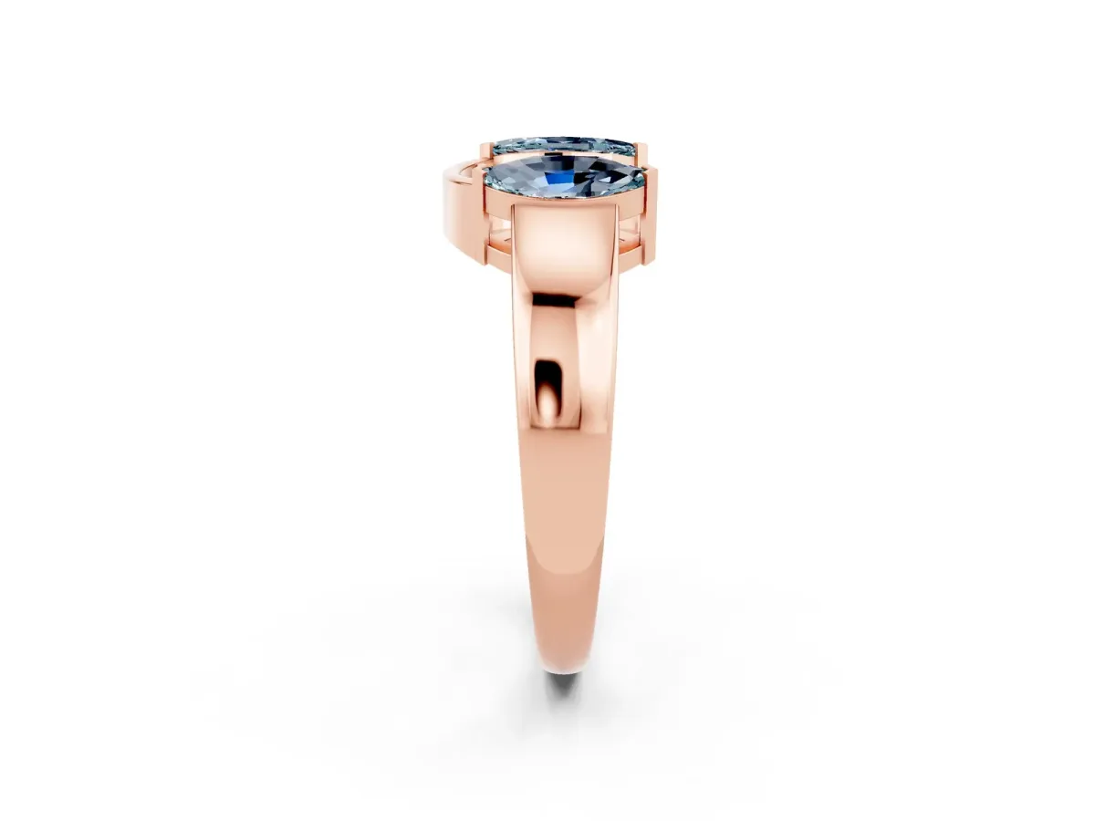 Marquise Aquamarine Open Band Ring with Tension Setting Rose gold