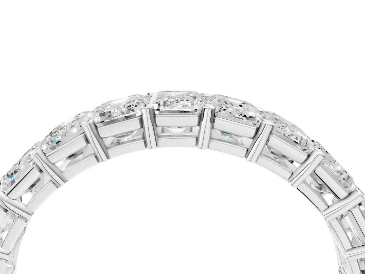 Emerald Cut Diamond Eternity Band with Shared Prong Setting White gold