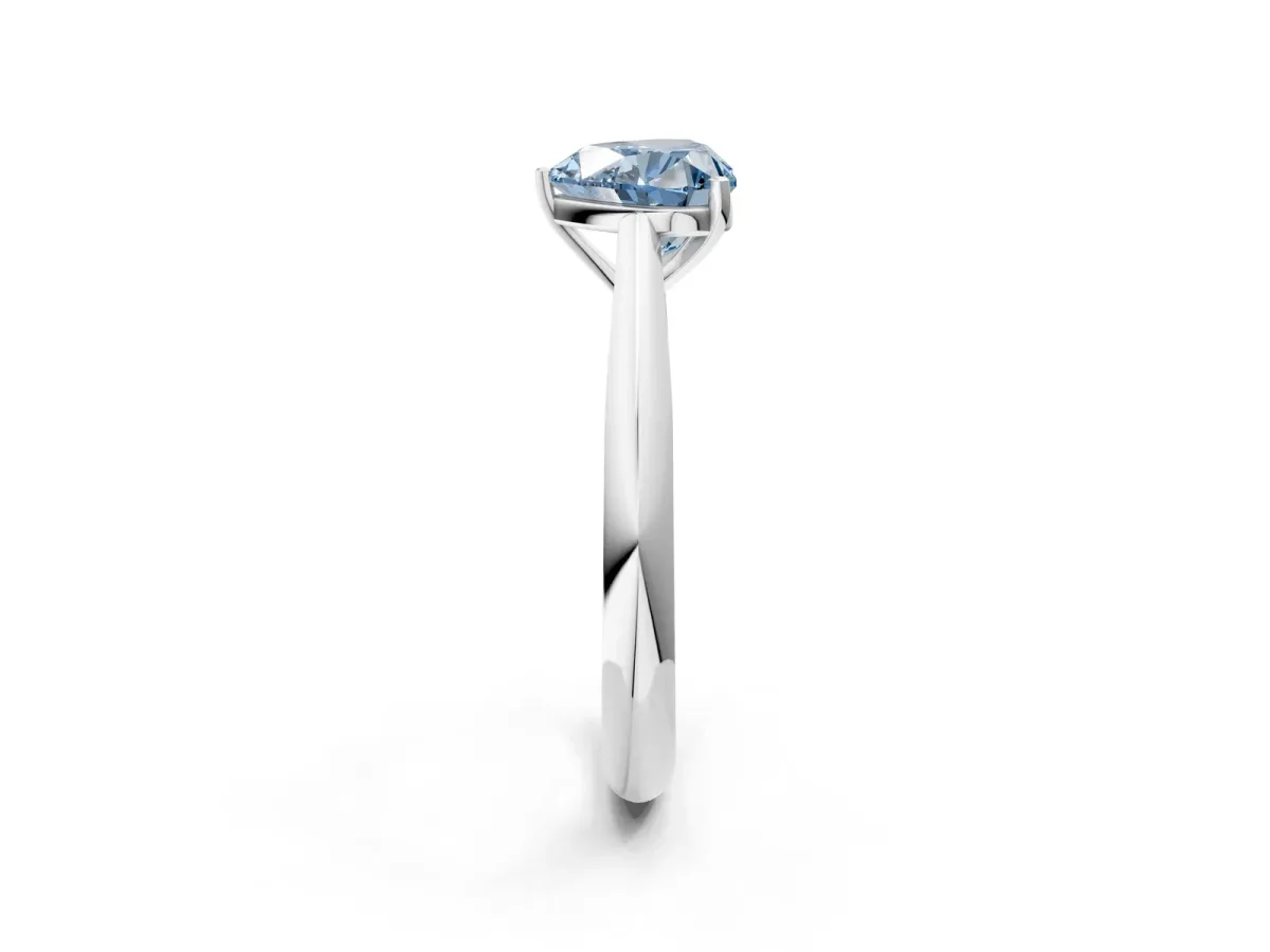 Fancy Blue Heart Cut Diamond Solitaire Engagement Ring with Cathedral Setting and Four-Prong Mount Platinum