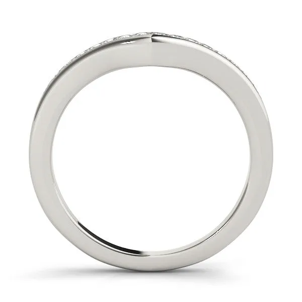 Pavé Round Diamond Curved Band with Channel Setting White gold
