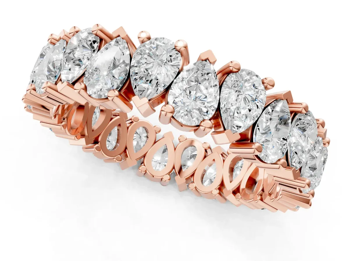Pear Diamond Shared Prong Eternity Band Rose gold