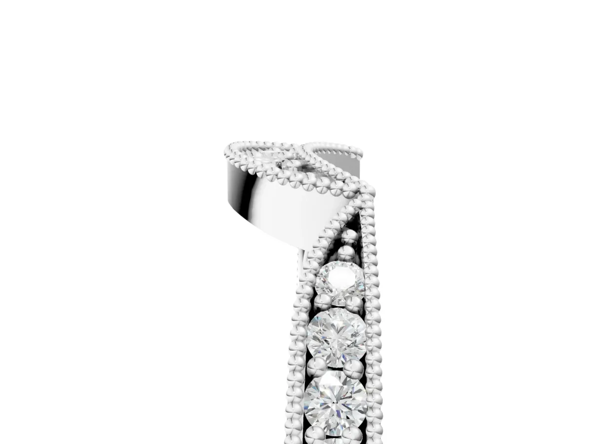 Pavé Round Diamond Contour Milgrain Band Platinum