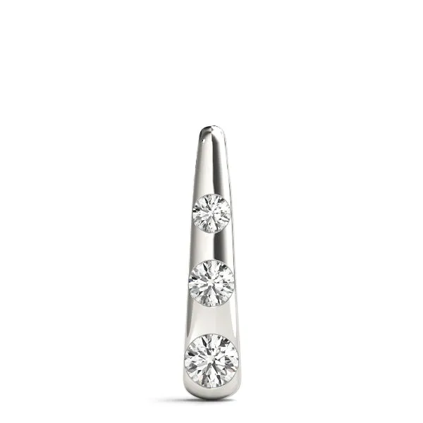 Bezel Set Round Diamond Tapered Bar Pendant Silver