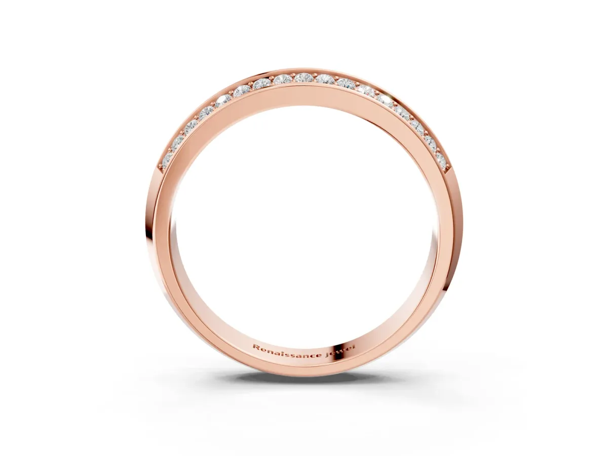 Double Row Round Diamond Channel Set Eternity Band Rose gold