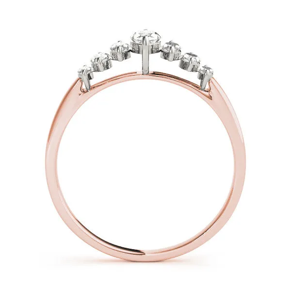 Marquise Diamond Prong Set White Gold Band Rose gold
