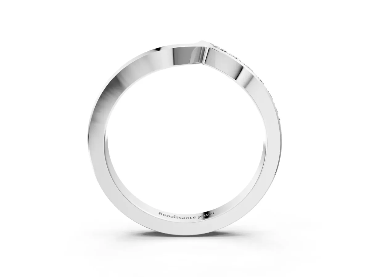 Chevron Diamond Pavé Twist Band Platinum