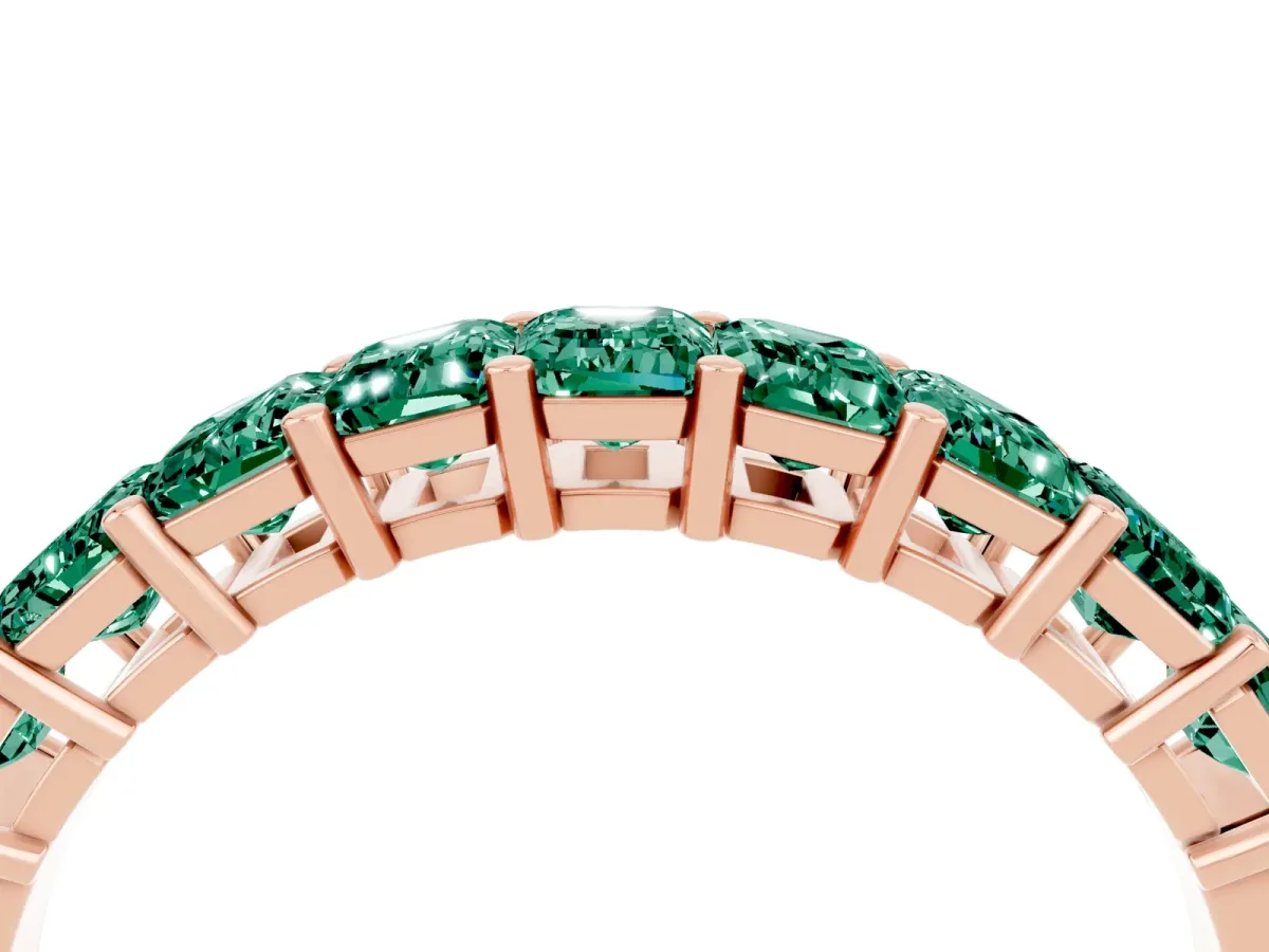 Emerald Cut Green Sapphire Prong-Set Eternity Band Rose gold