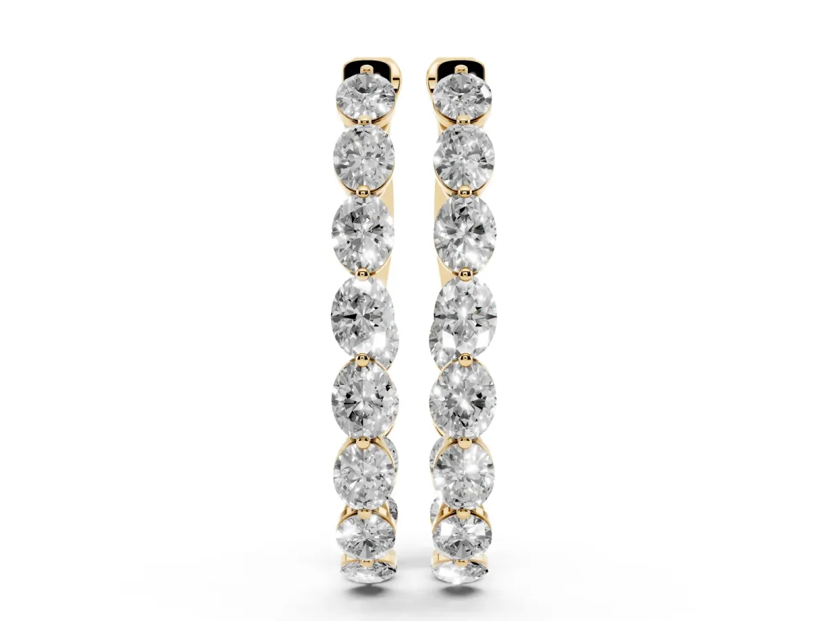 Oval Cut Diamond Inside-Out Hoop Earrings Yellow gold