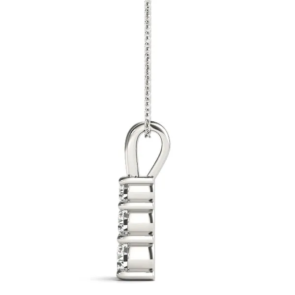 Four-Stone Round Prong-Set Diamond Pendant White gold