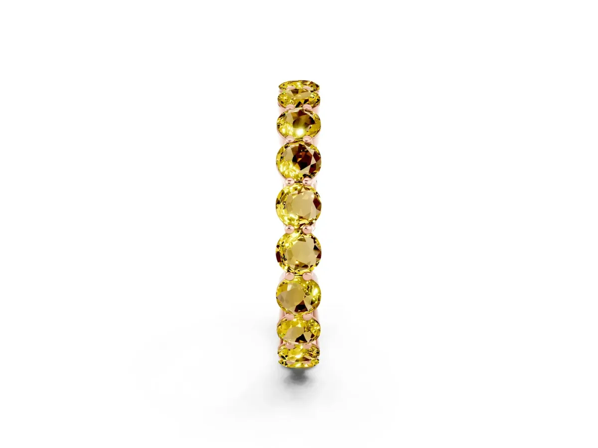 Round Yellow Sapphire Eternity Band with U-Prong Setting Rose gold