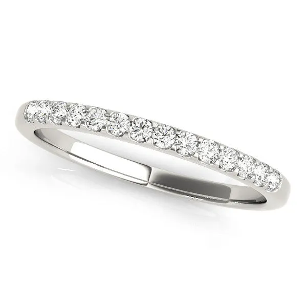 Round Diamond Half Eternity Pave Band with Shared Prong Setting Silver