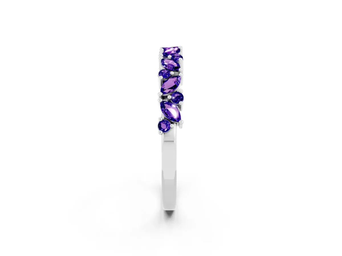 Marquise and Round Tanzanite Vine Eternity Band with Prong Setting Silver