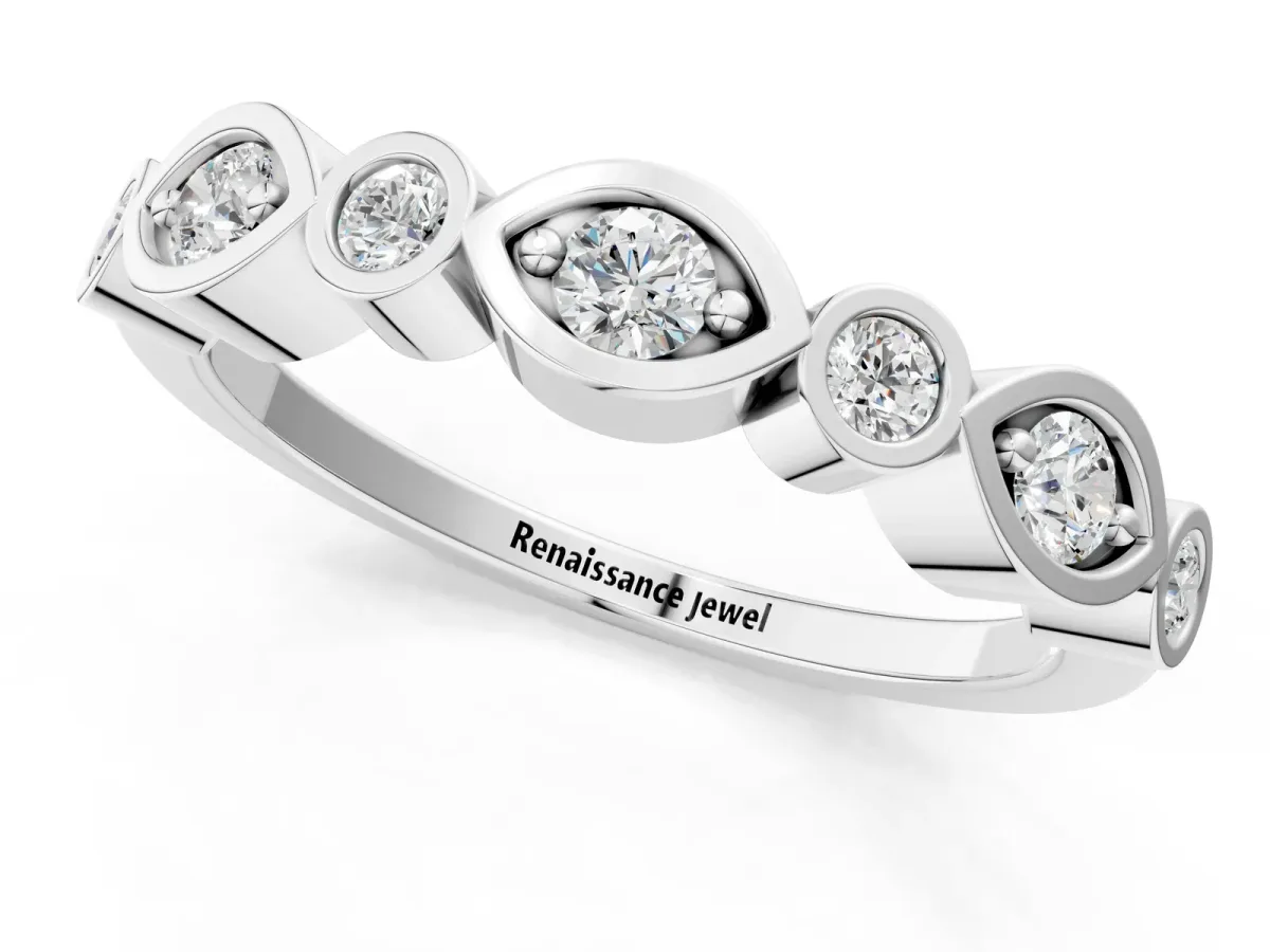 Bezel Set Mixed Shape Diamond Eternity Band White gold