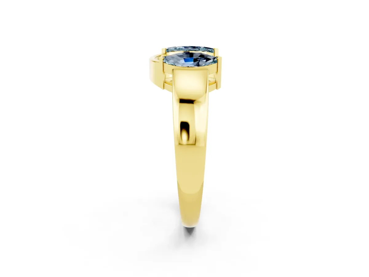 Marquise Aquamarine Open Band Ring with Tension Setting Yellow gold