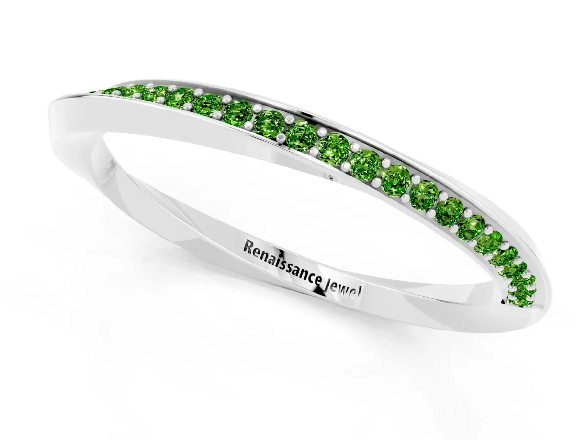 Pavé Round Peridot Twist Band White gold